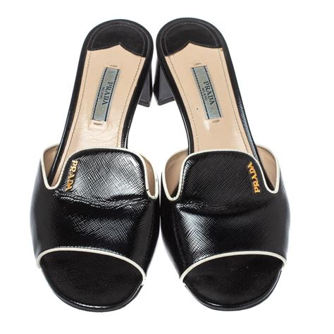 prada saffiano shoe sole|Black Saffiano Patent Leather Sandals .